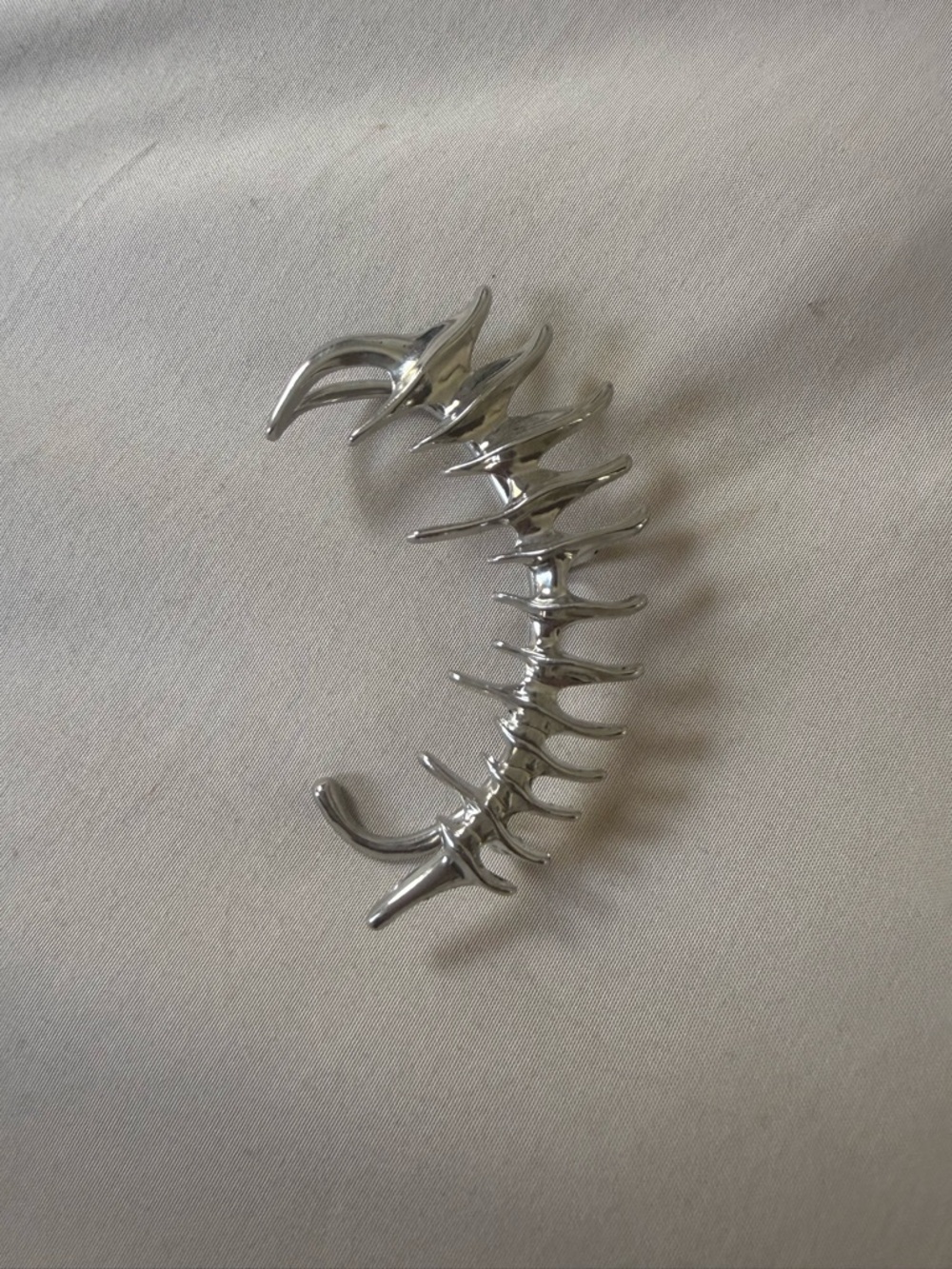 Men's Silver Spine Ear Cuff  - Contemporary Metal Accessory